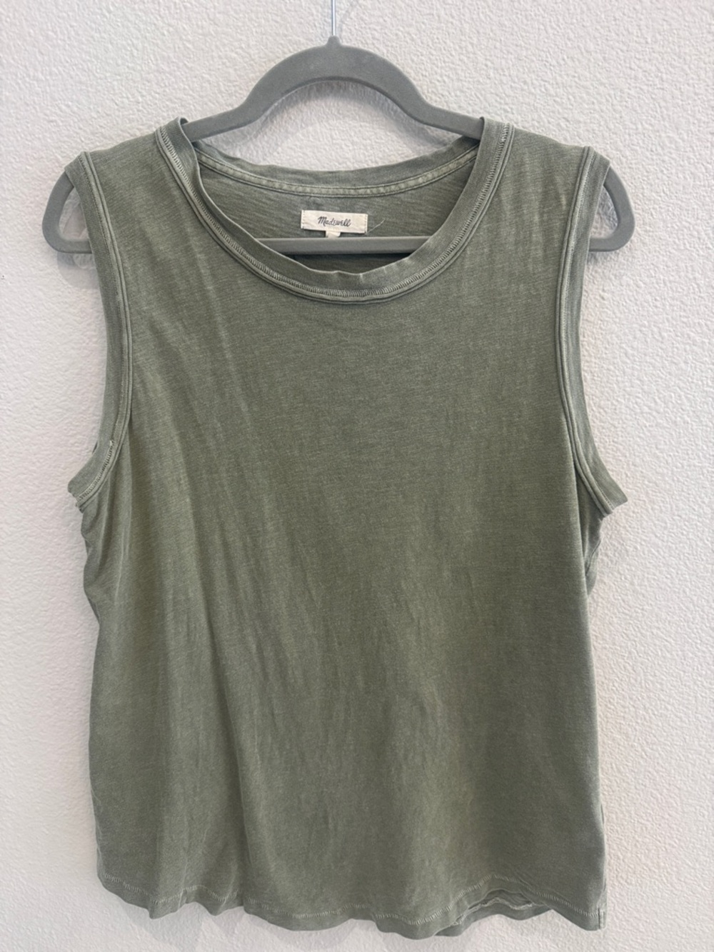 Madewell Washed Olive Muscle Tank Top